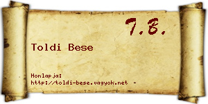Toldi Bese névjegykártya